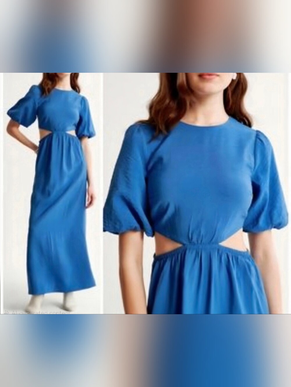 Abercrombie & Fitch Bright Blue Midi Dress with Cutouts